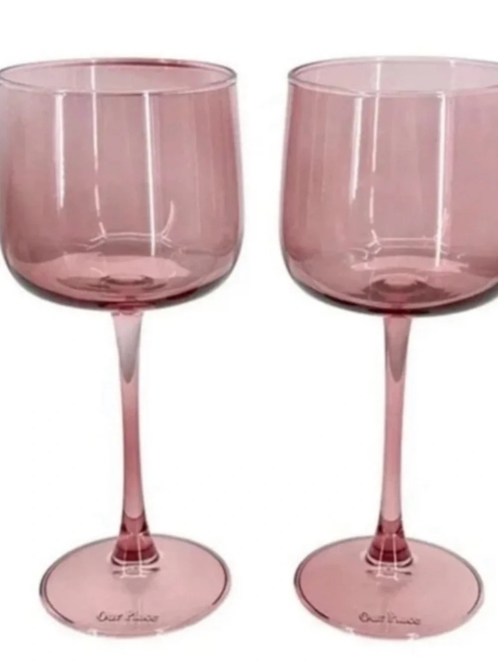 Our Place - Pink Glass Wine Goblets - Set of 2